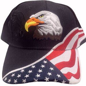 U.S.A. Flag and Eagle Patriotic Embroidered Cap Hat NEW Fast Ship